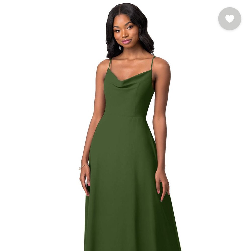Azazie Daenerys Olive A-Line Cowl Chiffon Dress